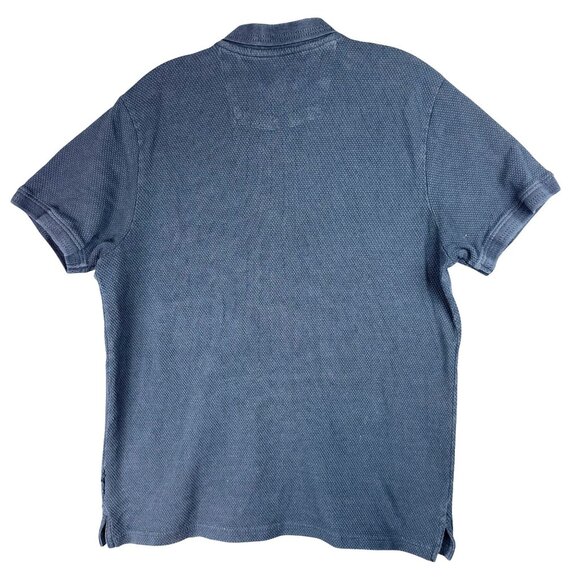 Peter Werth London N.1 XL Polo Shirt Men L Navy Blue Waffle Knit Textured - Picture 2 of 7